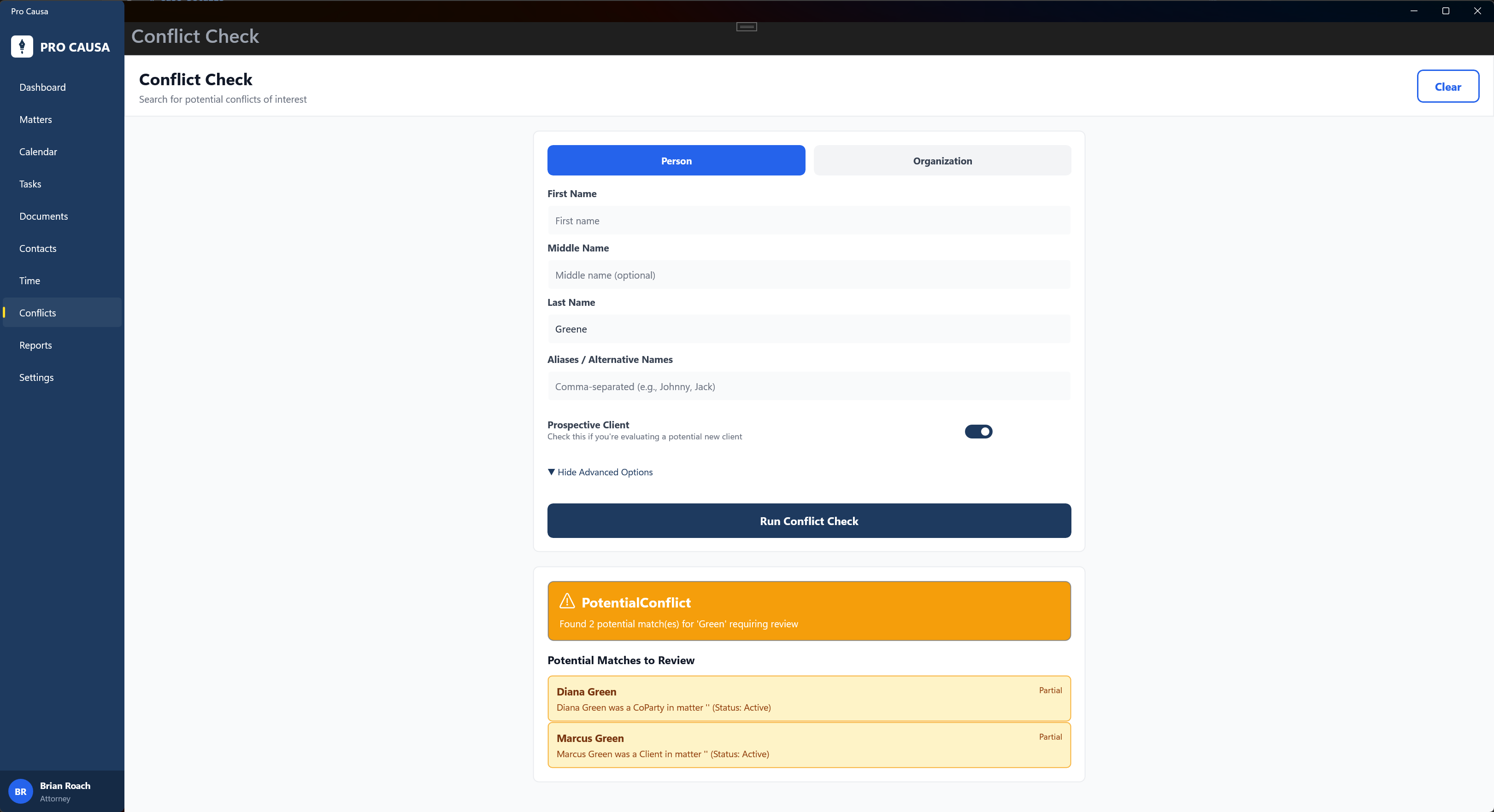 Pro Causa conflict checker